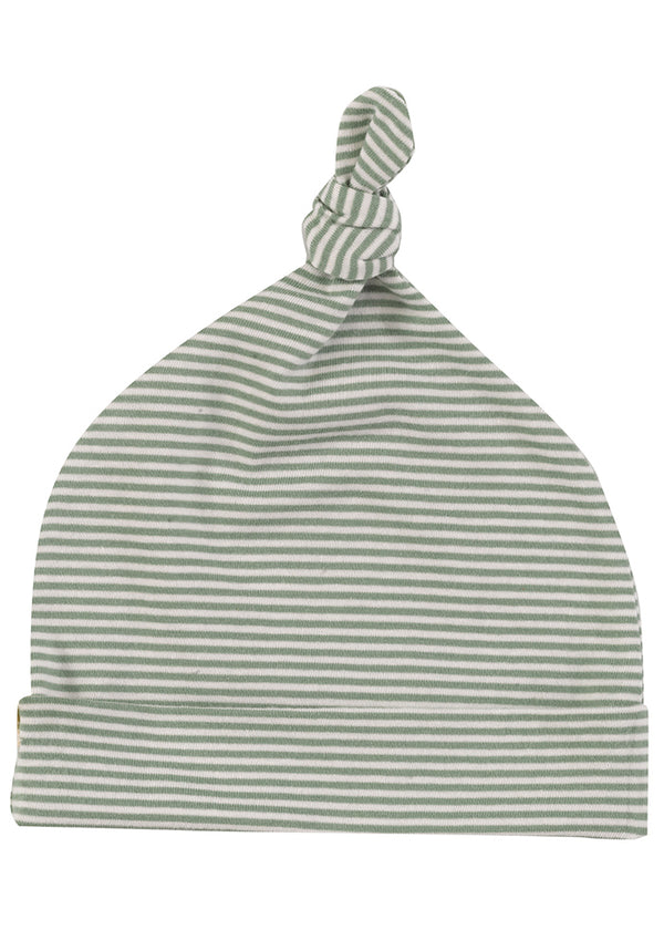 Knotted Hat- Fine Stripe Green