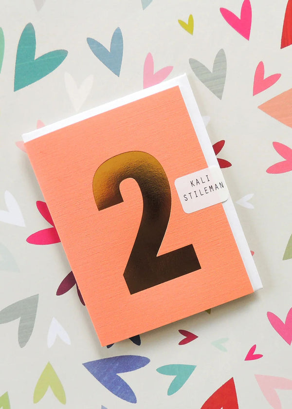 Mini Gold Foiled Number Two Card