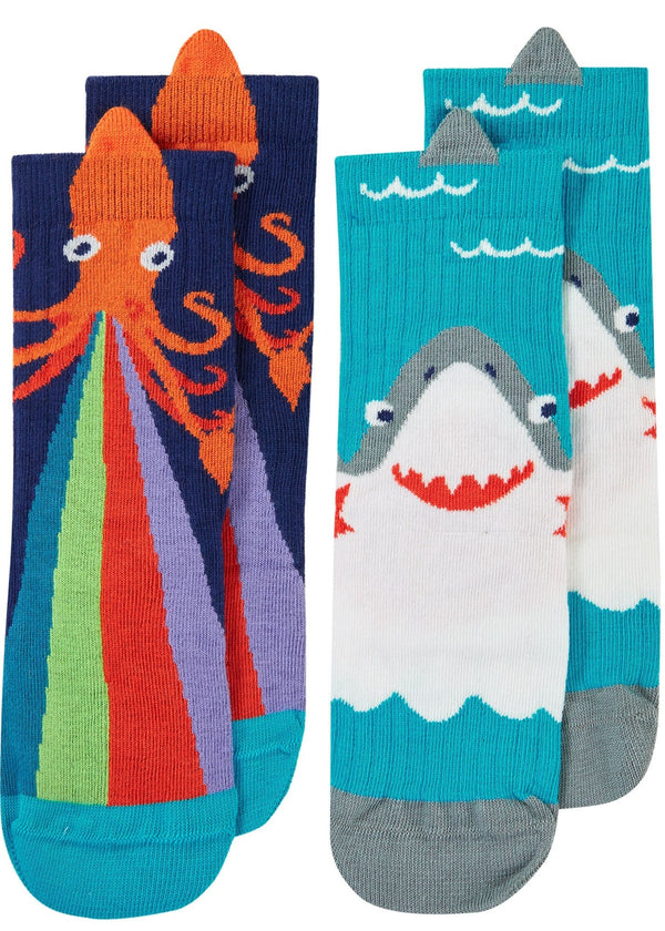 Character Socks 2 pack- Shark/Squid
