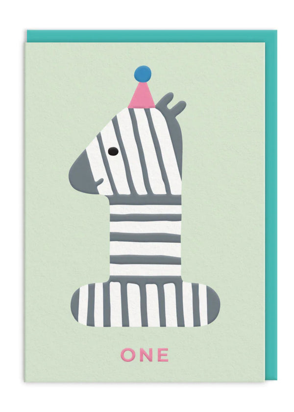 Age 1 Zebra Birthday Card