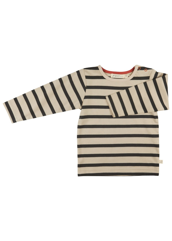 Breton Stripe T-Shirt- Pumice & Black