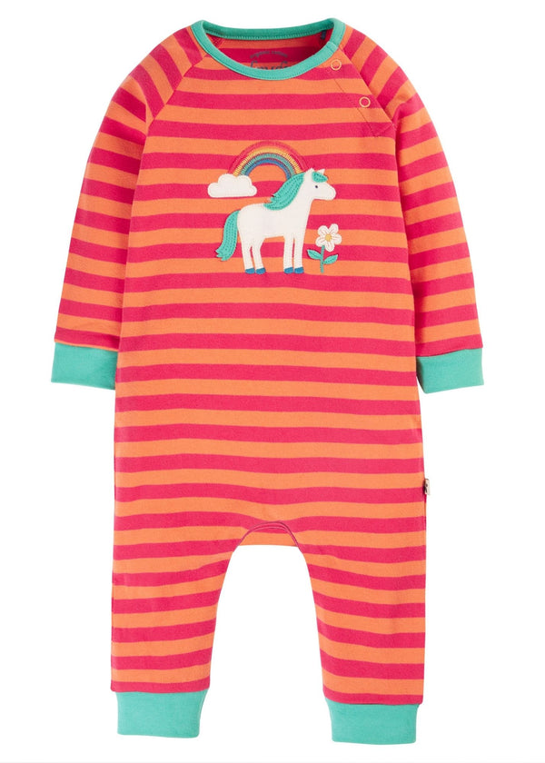 Rowan Romper: CANTALOUPE STRIPE/HORSE