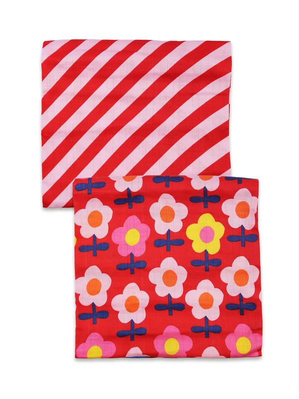 Organic Pink Flower Muslin 2-Pack