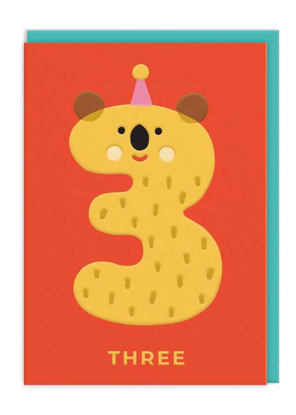 Age 3 Koala Birthday Card