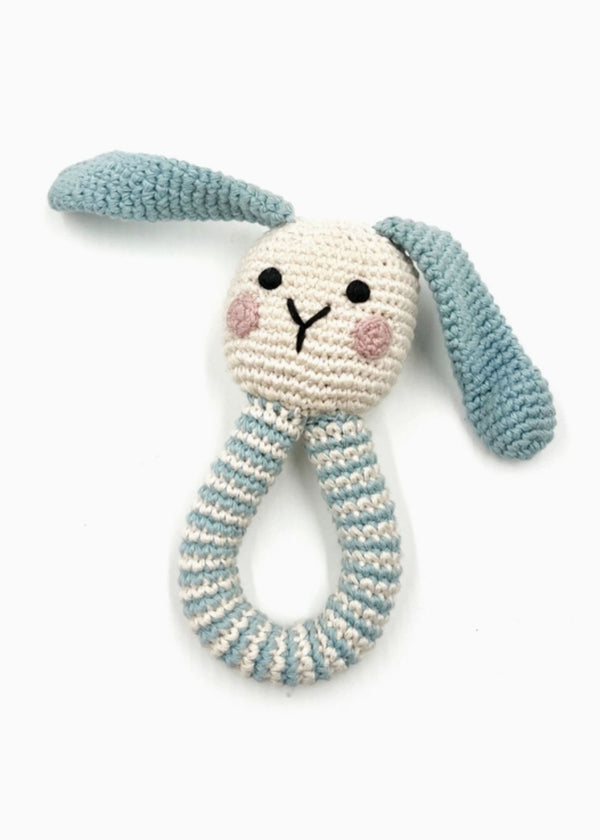 Baby Ring Bunny Rattle Duck Egg Blue