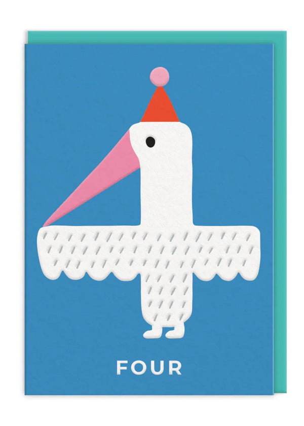 Age 4 Tropical Bird Birthday Card