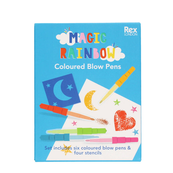 Magic rainbow coloured blow pens