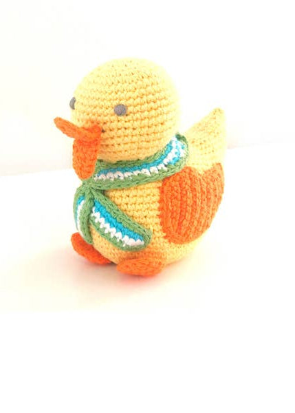 Yellow Duck Baby Rattle – Handcrafted Organic Cotton Crochet – Edith ...