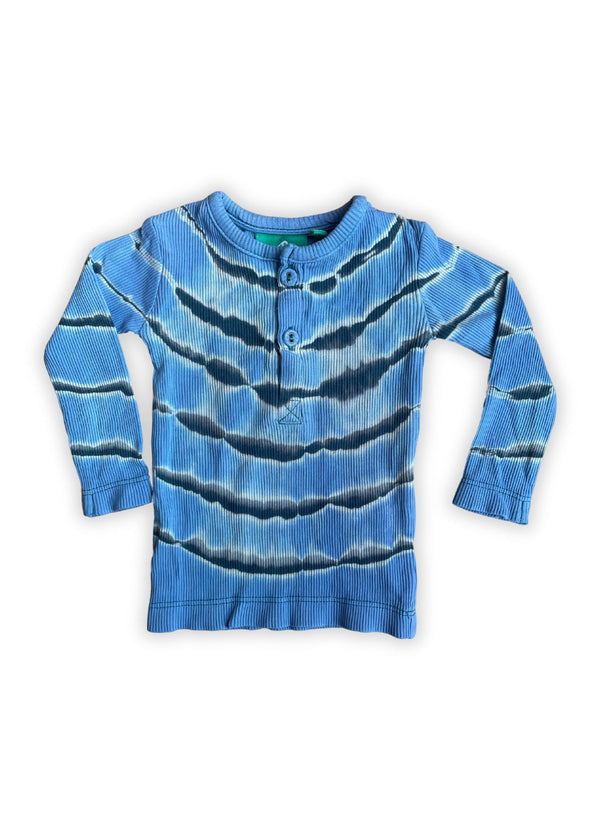 Tie-Dyed Blue Rib Long Sleeve T-Shirt