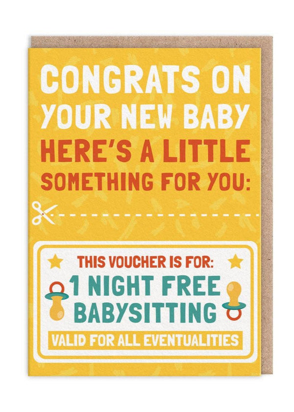 Babysitting Voucher New Baby Card (9485)