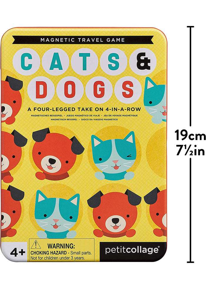 Cats + Dogs Four-in-a-Row Magnetic Travel Game
