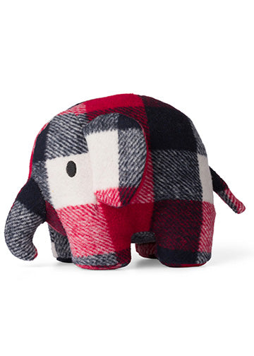Elephant Blue and Red Check - 23cm - 9"