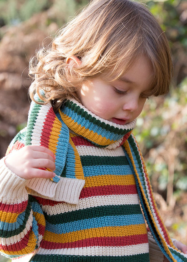 Rainbow Striped Knitted Scarf