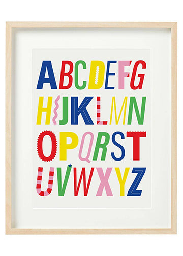 Alphabet Art Print | A To Z Colorful Kids Wall Art | Nursery