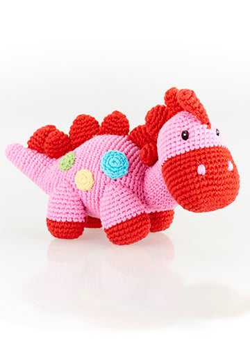 Organic Dinosaur Rattle - Pink Steggi