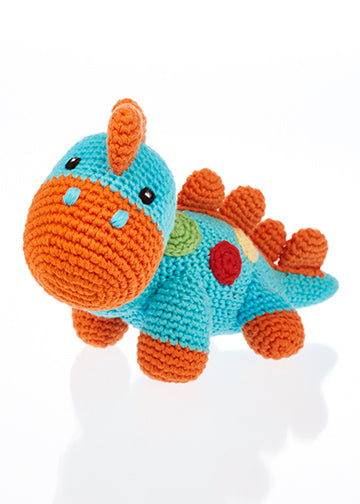 Organic Dinosaur Rattle - Steggi Turquoise