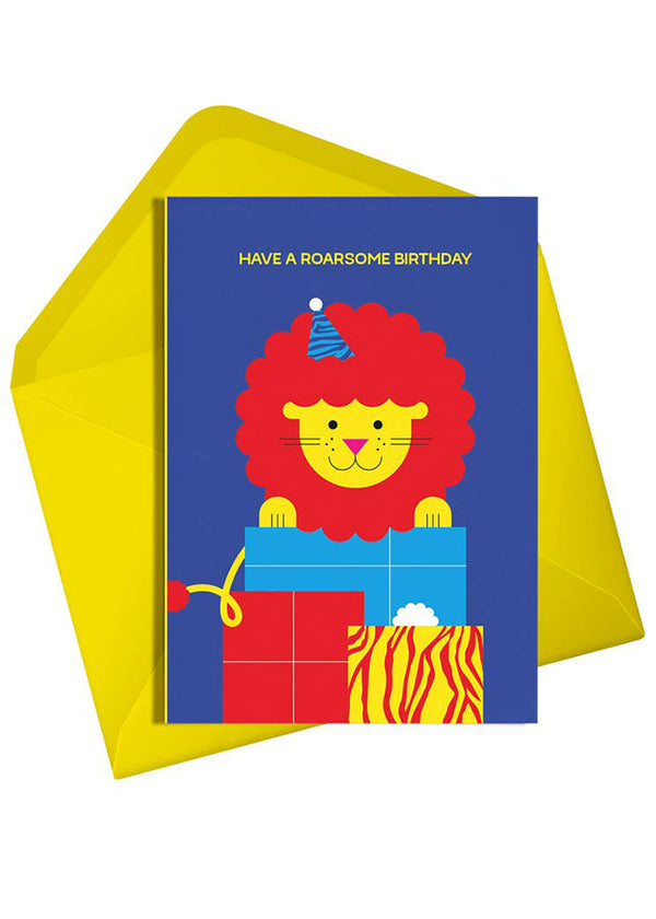 Roarsome Birthday Card | Colourful Lion Greetings Card
