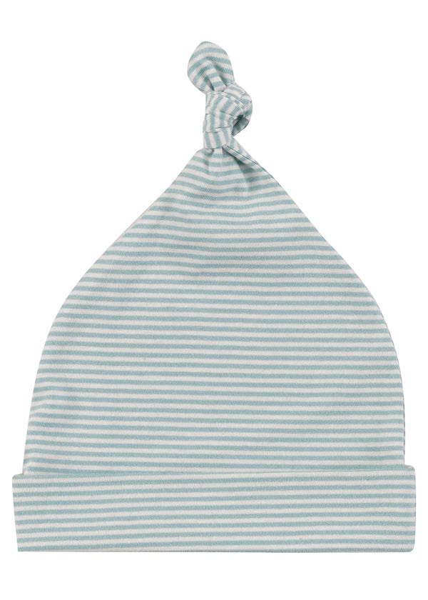 Knotted Hat- Fine Stripe Turquoise