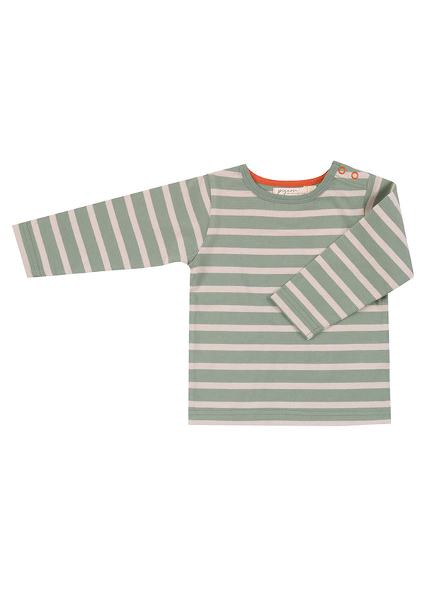Long sleeve T-shirt- Breton Stripe Green/Stone