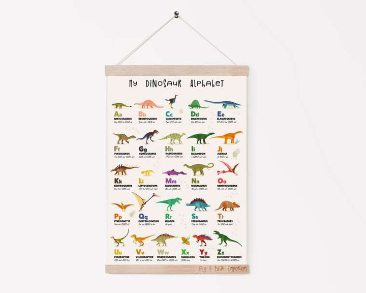 Dinosaur Alphabet Print (Size A3)